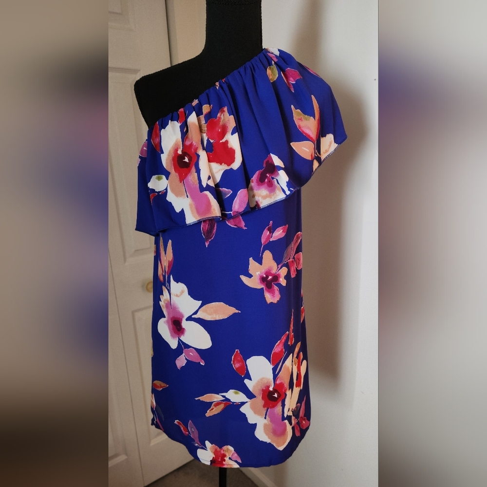 Pink Lily Vibrant Floral Off-Shoulder Dress